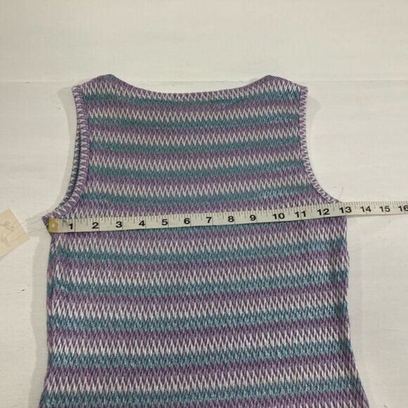 I.N. San Francisco Women's L Purple Striped Stretch Tank Top Y2K Preppy - Picture 11 of 12